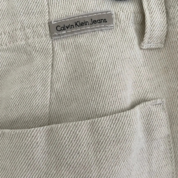 Y2K CALVIN KLEIN JEANS Flax/Cotton Blend Capri Cropped Cream Color Pants size 12 - Picture 5 of 6